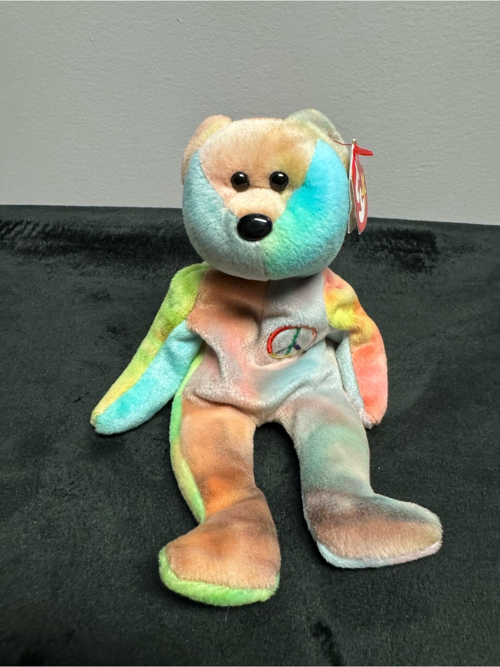 TY Beanie Baby Tie-Dye Peace Bear Plush - pastel